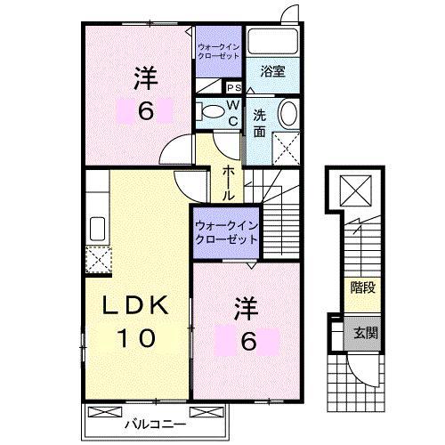 サンリバーD(2LDK/2階)の間取り写真
