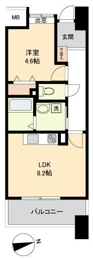 パークフラッツ五橋(1LDK/9階)の間取り写真