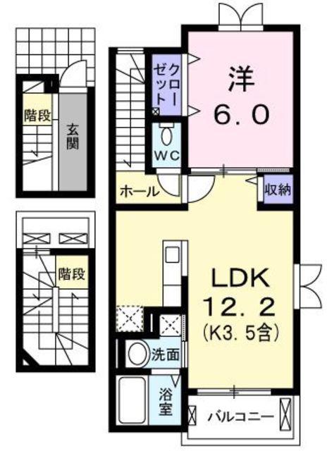 カーサ セレノ(1LDK/3階)の間取り写真