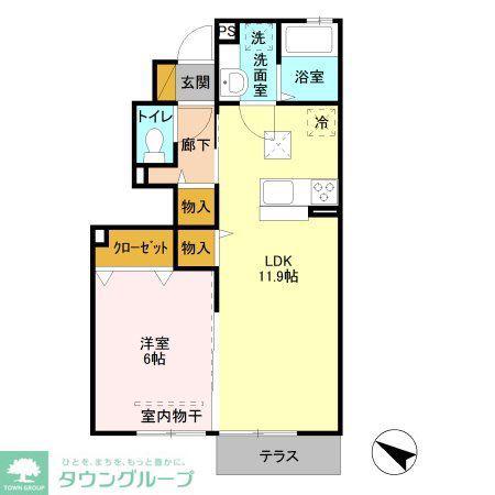 フロウリッシュ(1LDK/1階)の間取り写真