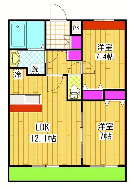プラキドゥム(2LDK/1階)の間取り写真