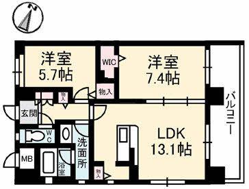 リアルエステート東原タワー(2LDK/11階)の間取り写真