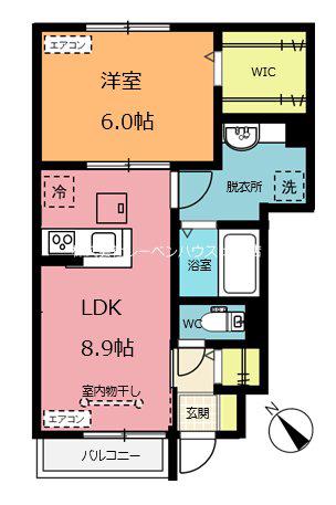 ペイサージュ宮前(1LDK/1階)の間取り写真