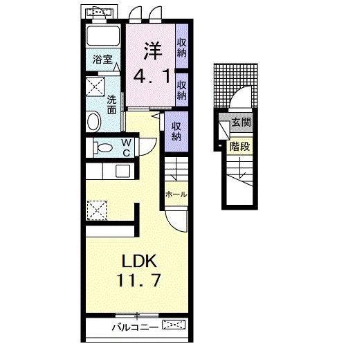 アムール ファーム(1LDK/2階)の間取り写真