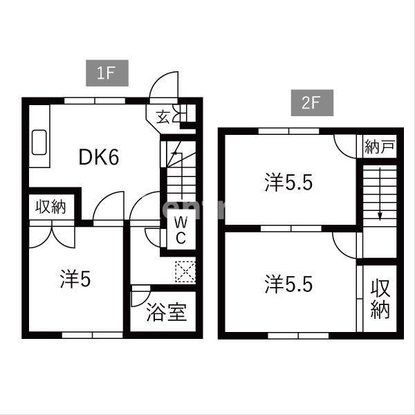 テラス時之島(3DK/1階)の間取り写真
