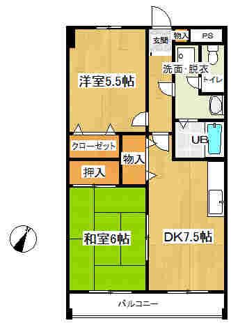 吉田ビル(2DK/2階)の間取り写真