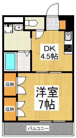 アンプルールフェール中央(1DK/1階)の間取り写真