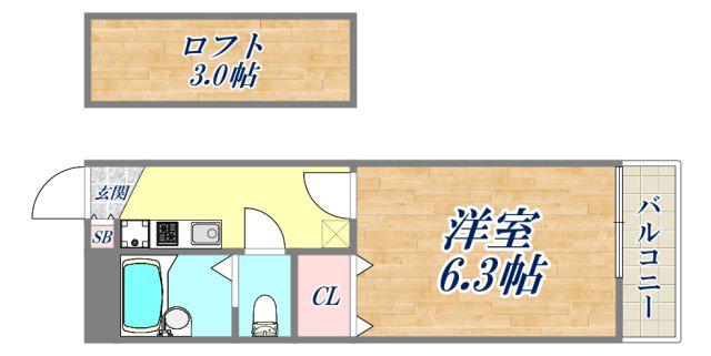 エスパシオ御幣島(1K/2階)の間取り写真