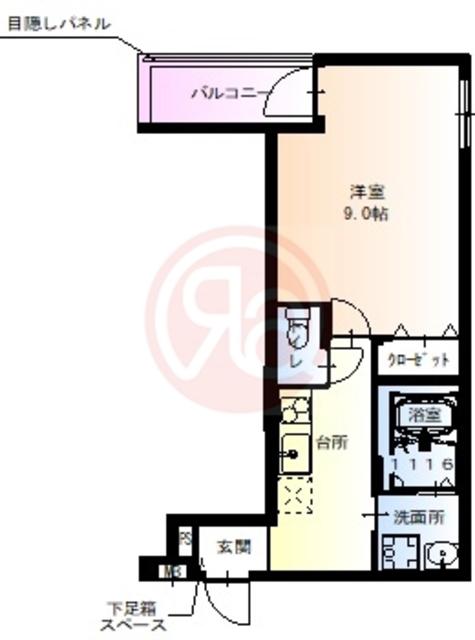 フジパレス長居公園(1K/2階)の間取り写真