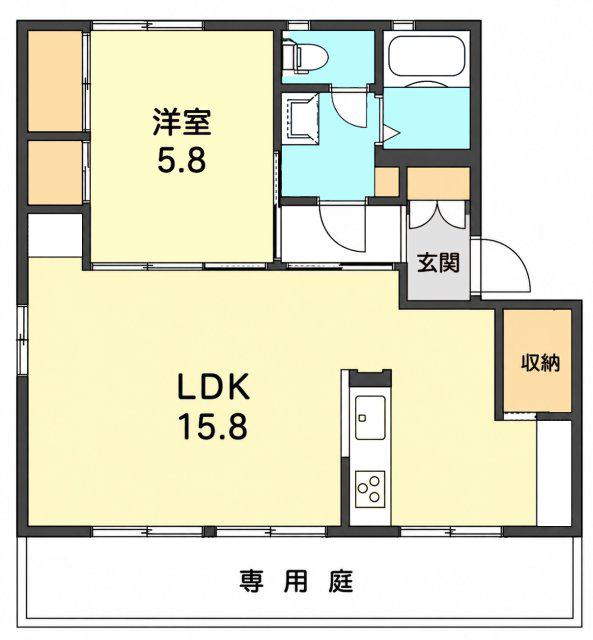 アイクスコートK・L(1LDK/1階)の間取り写真