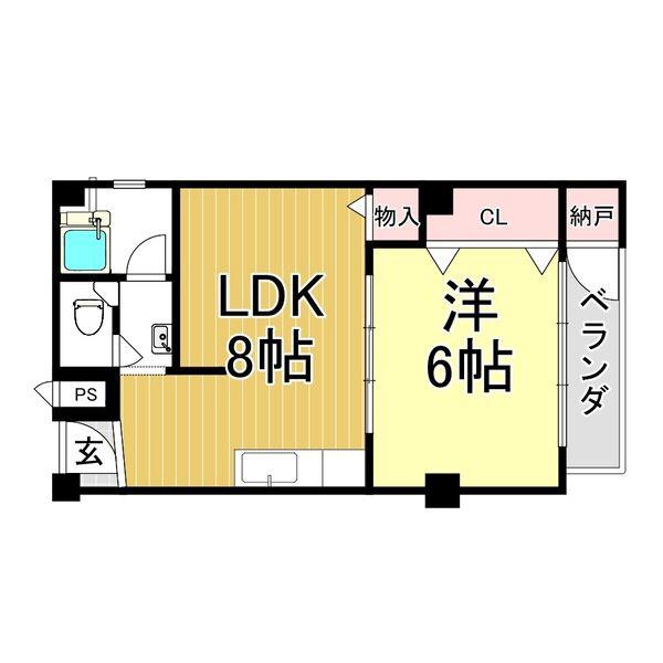 大協ビル(1LDK/3階)の間取り写真