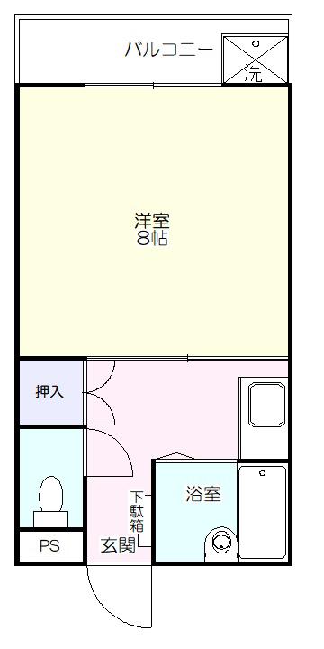 プリンスヴィラ(1K/4階)の間取り写真