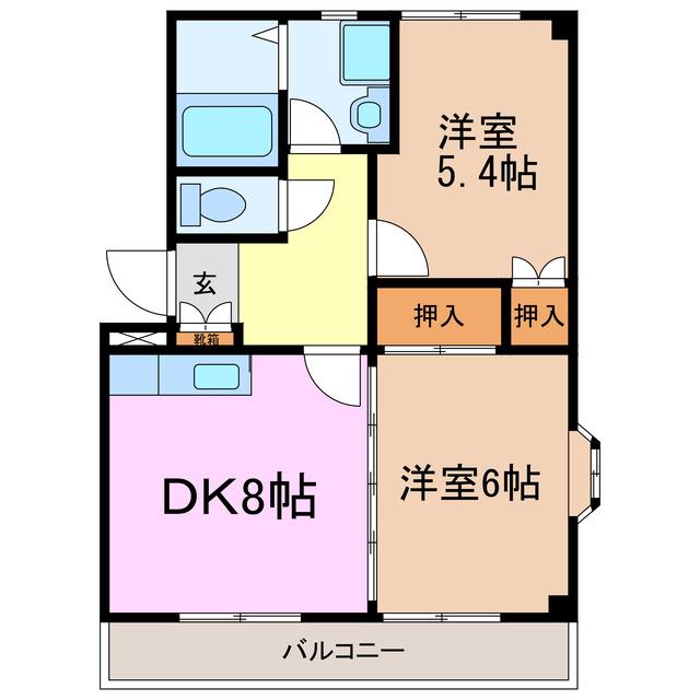 エトワール(2DK/2階)の間取り写真