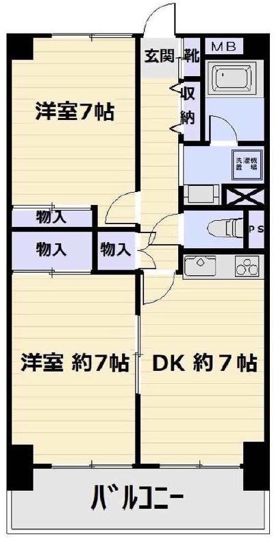 MIハイツアザレア(2DK/6階)の間取り写真