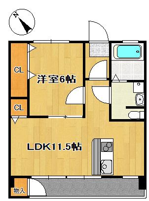 第1伊藤ビル(1LDK/4階)の間取り写真