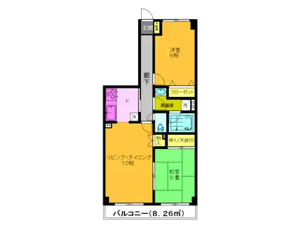 メイツ和光(2LDK/5階)の間取り写真