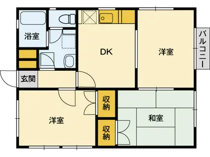 ウエストガーデン向花 B(2LDK/2階)の間取り写真