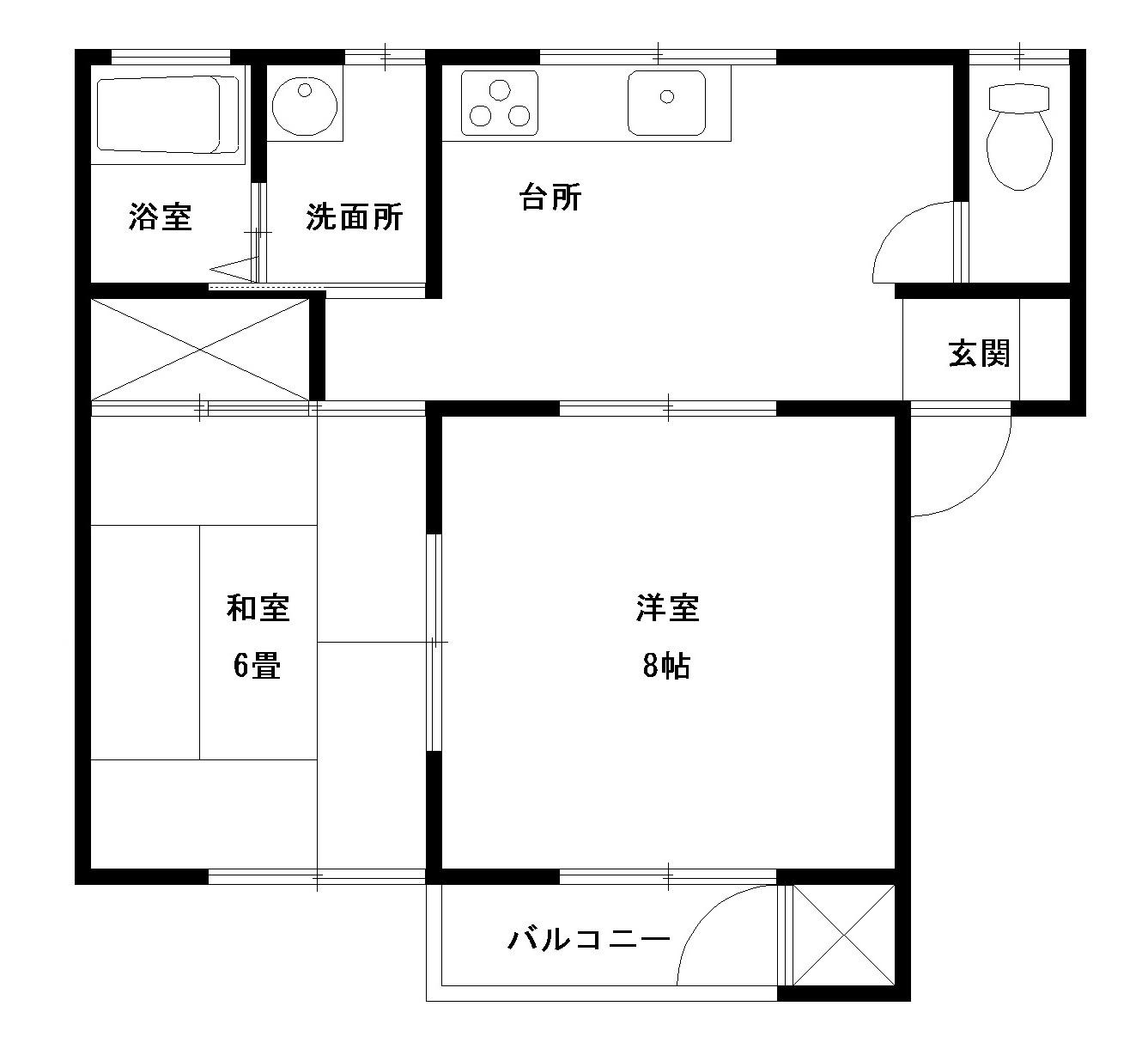 シャンドールA(2DK/1階)の間取り写真