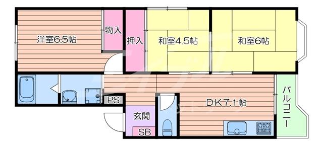 コーポスカイラーク(3DK/3階)の間取り写真