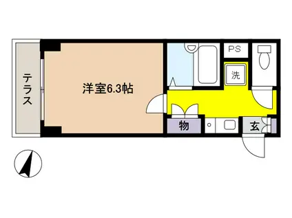 ジュネス芦屋(1K/2階)の間取り写真