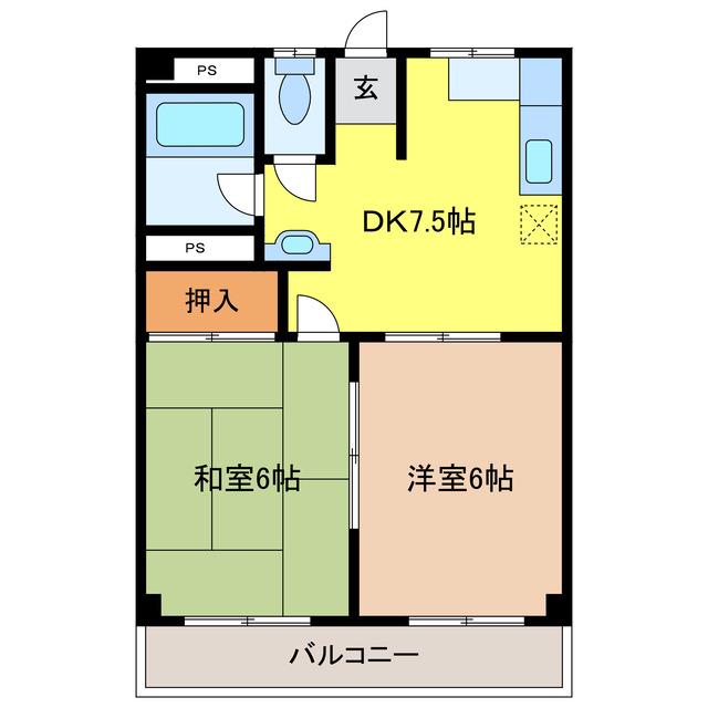 リアライズ穂積I(2DK/3階)の間取り写真