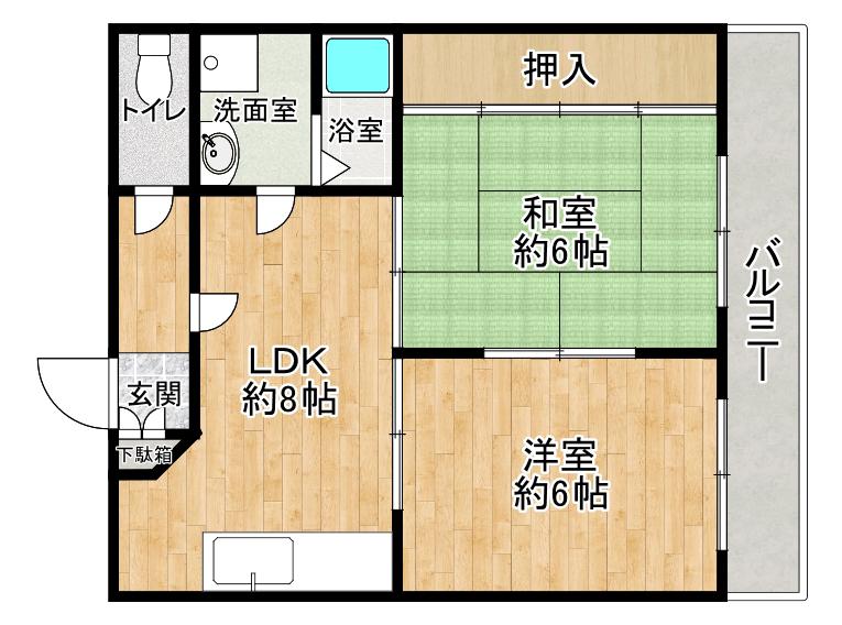 ロイヤルヴィラ(2LDK/2階)の間取り写真