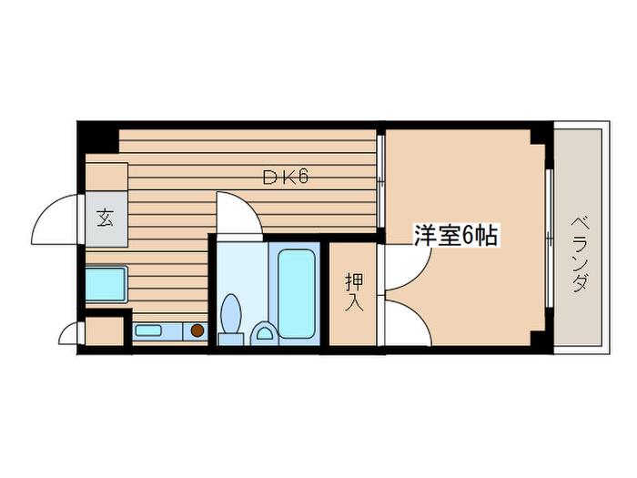 鴫野旭ハウス(1DK/4階)の間取り写真
