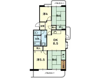 健軍団地10号棟(4DK/2階)の間取り写真