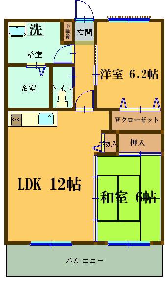 エディフィスMTM(2LDK/1階)の間取り写真