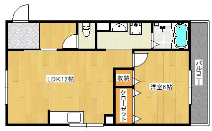 山田ビル(1LDK/4階)の間取り写真