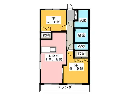 グローリア(2LDK/1階)の間取り写真