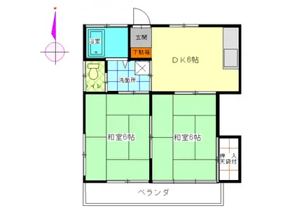 コーポ榎本(2DK/2階)の間取り写真