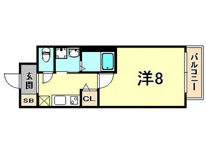 エルモ桜谷(1K/1階)の間取り写真