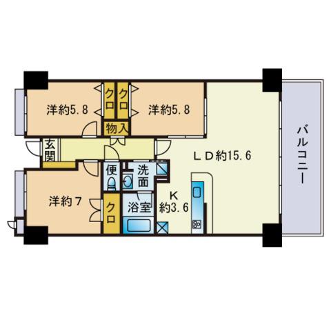 アイランドシティインフィニガーデンサウス棟(3LDK/6階)の間取り写真