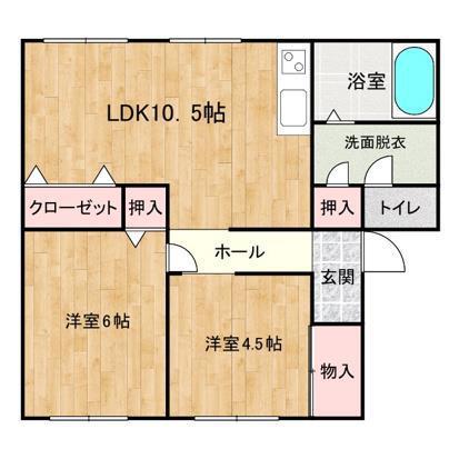 グランマップス春日(2LDK/4階)の間取り写真