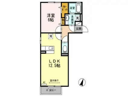 VINCULNM I棟(1LDK/2階)の間取り写真