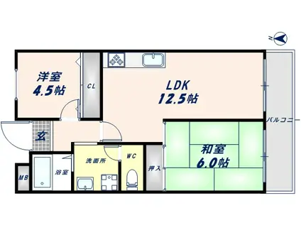 ニードハイツ(2LDK/3階)の間取り写真