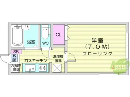 ビューパレス荒巻(1K/4階)の間取り写真