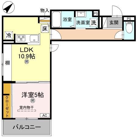 LAMAISON大田町(1LDK/1階)の間取り写真