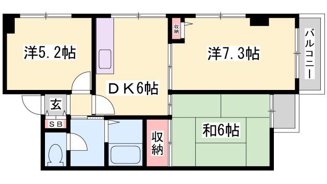 ロイヤルコーポ伊保Ⅱ(3DK/4階)の間取り写真