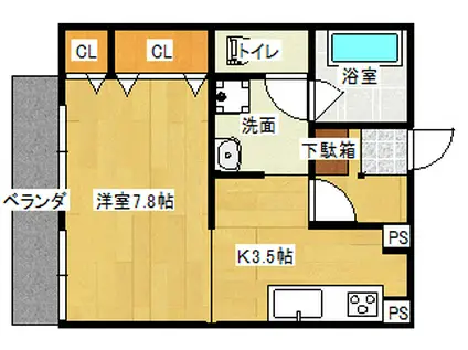 SOCIA晃月(1K/1階)の間取り写真