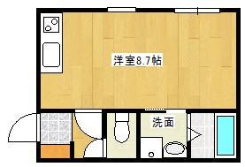 ハーモニーパレス井口(ワンルーム/1階)の間取り写真