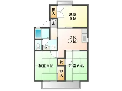 セジュール千代田A棟(3DK/2階)の間取り写真