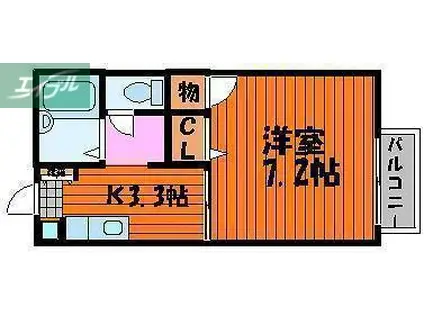 セフィラ北長瀬(1K/2階)の間取り写真