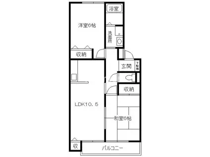 サニーコートII(2LDK/2階)の間取り写真