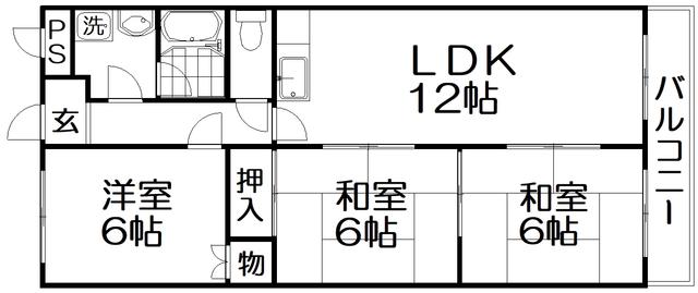 トレンディーハイム北村(3LDK/3階)の間取り写真