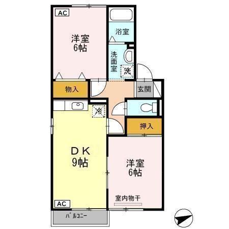 ヴィラージュ田中(2DK/2階)の間取り写真