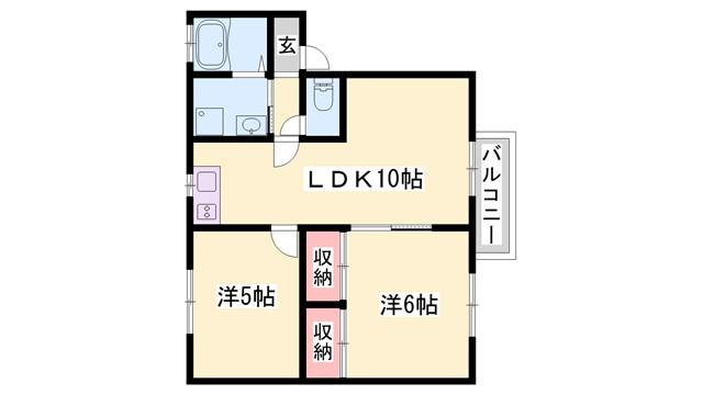 メールメゾン(2LDK/1階)の間取り写真