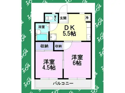 エムズハウス栄(2DK/7階)の間取り写真