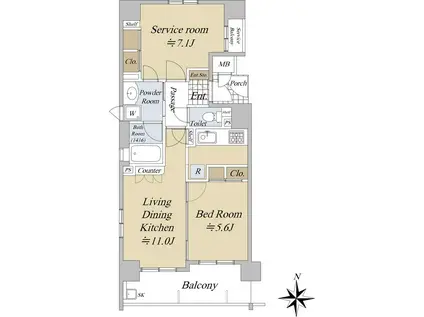 エステムプラザ京都四条烏丸II雅STYLE(1SLDK/10階)の間取り写真